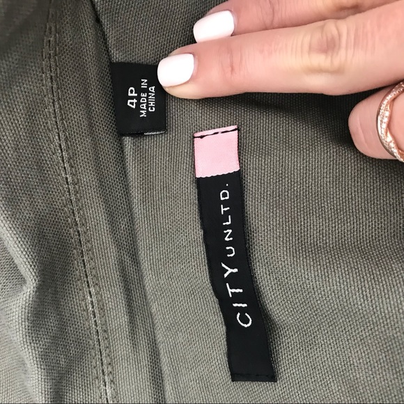 city untld army green button down jacket 4P - Picture 5 of 7